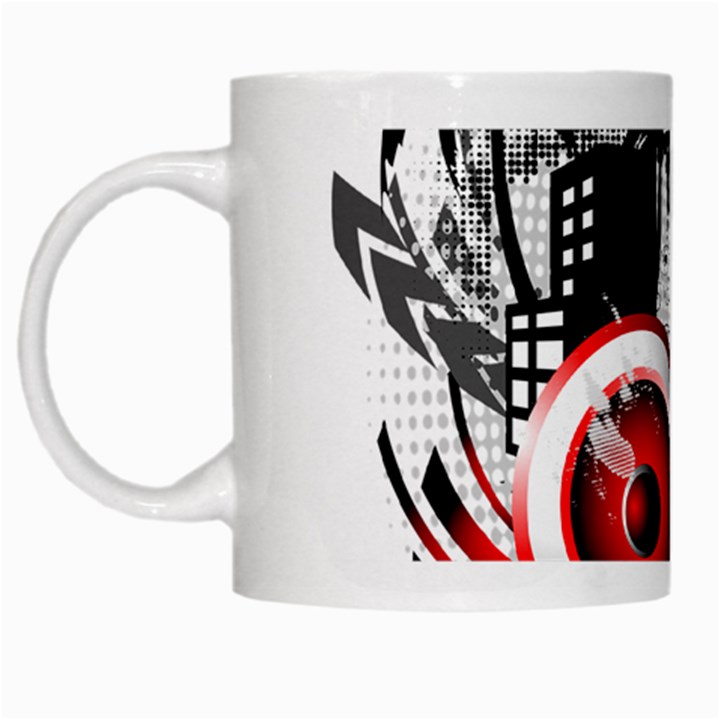 music, speaker White Mugs