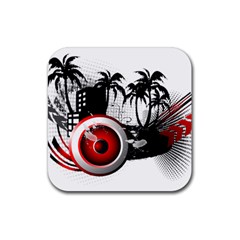 Music, Speaker Rubber Coaster (square)  by EnjoymentArt