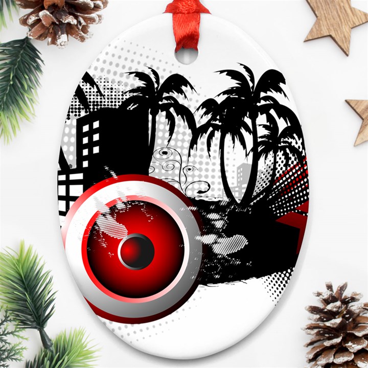 music, speaker Oval Ornament (Two Sides)