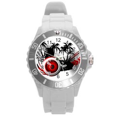 Music, Speaker Round Plastic Sport Watch (l)