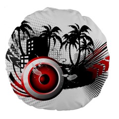 Music, Speaker Large 18  Premium Round Cushions by EnjoymentArt