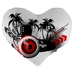 Music, Speaker Large 19  Premium Flano Heart Shape Cushions by EnjoymentArt