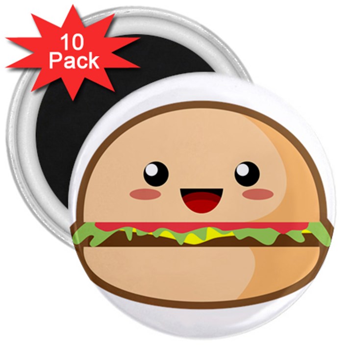 Kawaii Burger 3  Magnets (10 pack) 