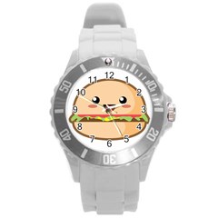 Kawaii Burger Round Plastic Sport Watch (l)