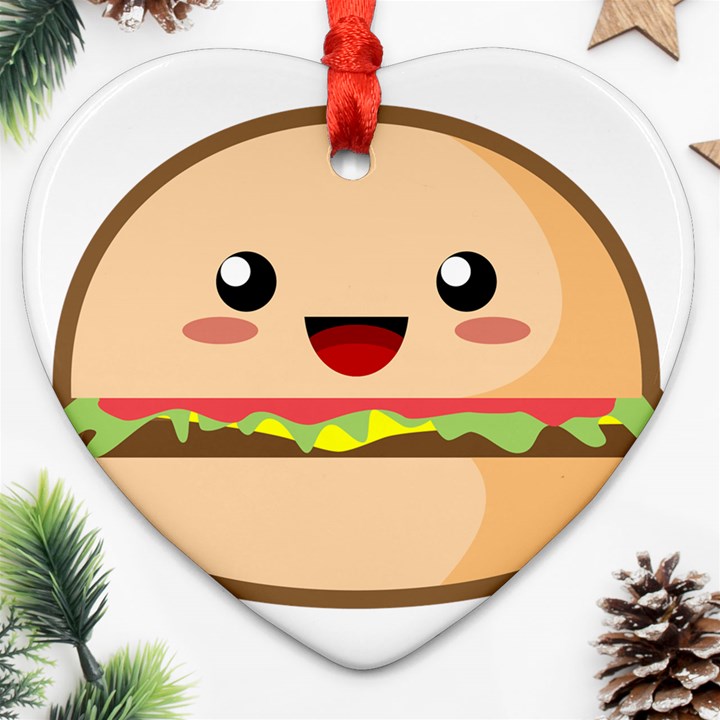 Kawaii Burger Ornament (Heart) 