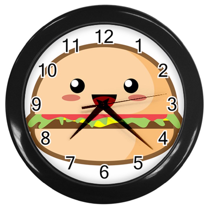 Kawaii Burger Wall Clocks (Black)