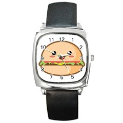 Kawaii Burger Square Metal Watches