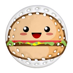 Kawaii Burger Round Filigree Ornament (2side)