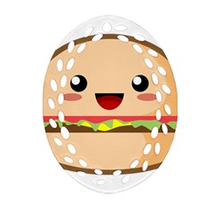 Kawaii Burger Oval Filigree Ornament (2-side) 