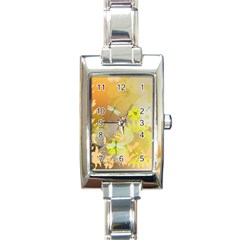 Beautiful Yellow Flowers With Dragonflies Rectangle Italian Charm Watches