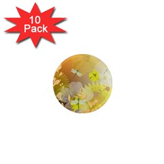 Beautiful Yellow Flowers With Dragonflies 1  Mini Magnet (10 Pack) 