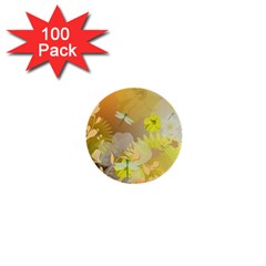 Beautiful Yellow Flowers With Dragonflies 1  Mini Buttons (100 Pack) 