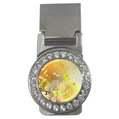 Beautiful Yellow Flowers With Dragonflies Money Clips (cz) 