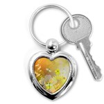 Beautiful Yellow Flowers With Dragonflies Key Chains (Heart)  Front