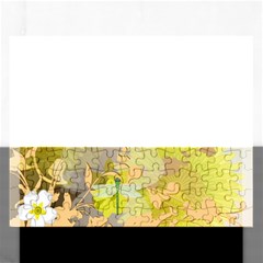 Beautiful Yellow Flowers With Dragonflies Rectangular Jigsaw Puzzl