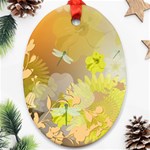 Beautiful Yellow Flowers With Dragonflies Oval Ornament (Two Sides) Front