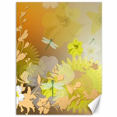 Beautiful Yellow Flowers With Dragonflies Canvas 36  X 48  