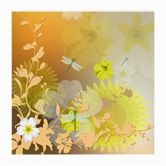 Beautiful Yellow Flowers With Dragonflies Medium Glasses Cloth (2-side)