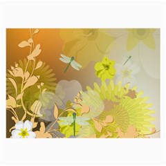 Beautiful Yellow Flowers With Dragonflies Large Glasses Cloth (2-side)