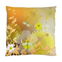 Beautiful Yellow Flowers With Dragonflies Standard Cushion Case (one Side)  by FantasyWorld7