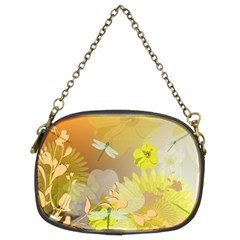 Beautiful Yellow Flowers With Dragonflies Chain Purses (two Sides)  by FantasyWorld7