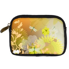 Beautiful Yellow Flowers With Dragonflies Digital Camera Cases