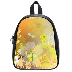 Beautiful Yellow Flowers With Dragonflies School Bags (small)  by FantasyWorld7