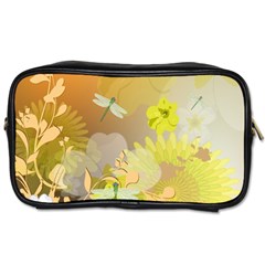 Beautiful Yellow Flowers With Dragonflies Toiletries Bags 2-side