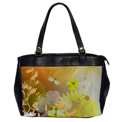 Beautiful Yellow Flowers With Dragonflies Office Handbags