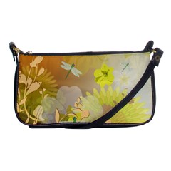 Beautiful Yellow Flowers With Dragonflies Shoulder Clutch Bags