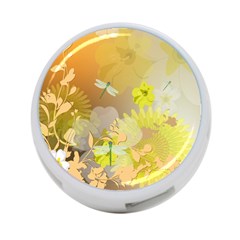 Beautiful Yellow Flowers With Dragonflies 4-port Usb Hub (two Sides) 