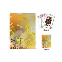 Beautiful Yellow Flowers With Dragonflies Playing Cards (mini) 