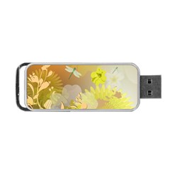 Beautiful Yellow Flowers With Dragonflies Portable Usb Flash (one Side) by FantasyWorld7