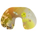 Beautiful Yellow Flowers With Dragonflies Travel Neck Pillows Front