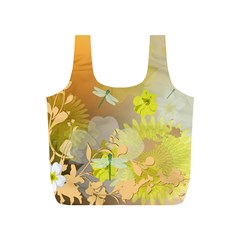 Beautiful Yellow Flowers With Dragonflies Full Print Recycle Bags (s) 