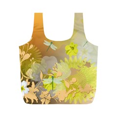 Beautiful Yellow Flowers With Dragonflies Full Print Recycle Bags (m) 