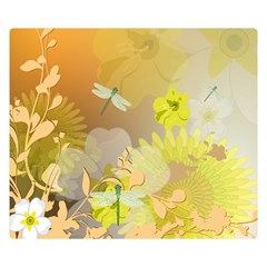 Beautiful Yellow Flowers With Dragonflies Double Sided Flano Blanket (small) 