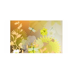 Beautiful Yellow Flowers With Dragonflies Satin Wrap