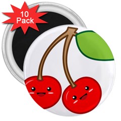 Kawaii Cherry 3  Magnets (10 Pack) 