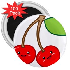 Kawaii Cherry 3  Magnets (100 Pack) by KawaiiKawaii