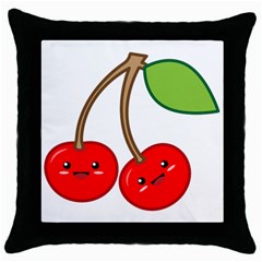 Kawaii Cherry Throw Pillow Cases (black)