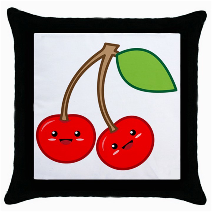 Kawaii Cherry Throw Pillow Cases (Black)