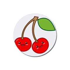 Kawaii Cherry Rubber Coaster (round) 