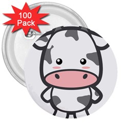 Kawaii Cow 3  Buttons (100 Pack) 