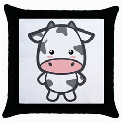 Kawaii Cow Throw Pillow Cases (black)