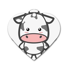 Kawaii Cow Dog Tag Heart (one Side)