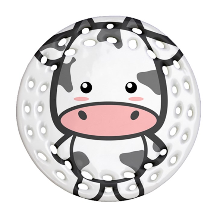 Kawaii Cow Ornament (Round Filigree) 