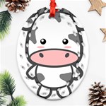 Kawaii Cow Oval Filigree Ornament (2-Side)  Front