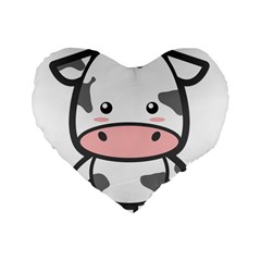 Kawaii Cow Standard 16  Premium Heart Shape Cushions