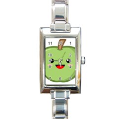 Kawaii Green Apple Rectangle Italian Charm Watches